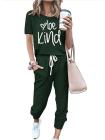 Be Kind Two Piece Outfits Short Sleeve Tracksuit For Women