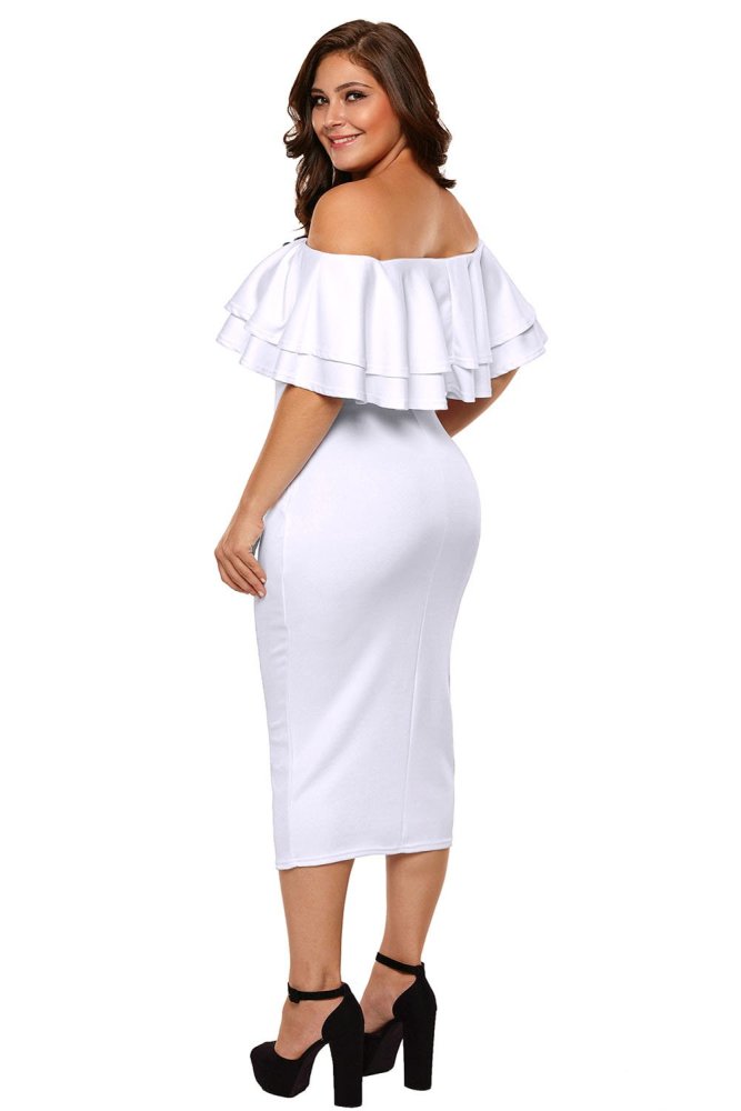 Layered Ruffle Off Shoulder Curvaceous Dress