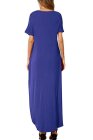 Casual Loose Pocket Short Sleeve Split Maxi Dress