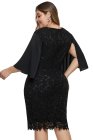 Flutter Slit Sleeve Crocthet Lace Plus Size Dress