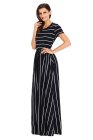 Striped Rosy Short Sleeve Maxi Dress