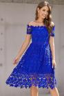 Off Shoulder Short Sleeve Crochet Party Dress