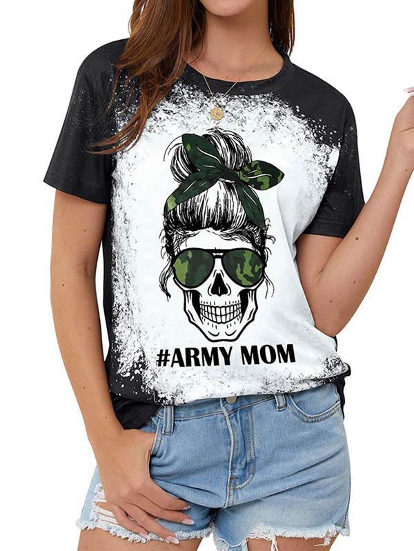 Mom Life Skull Graphic Tees Tops Short Sleeve Tee Shirt