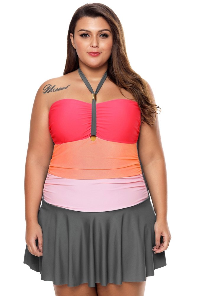 Color Gradient Sweet Halter Swimdress