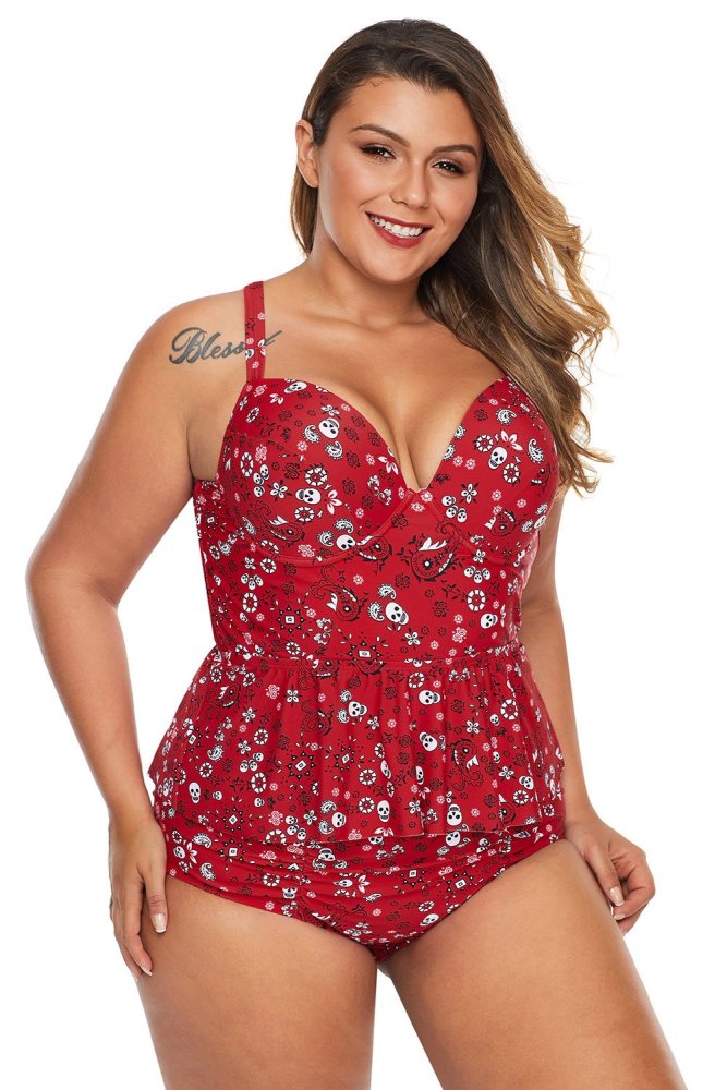 Moulded Cups Peplum Plus Size Bikini