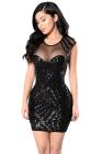 Sequin Mesh Cutout Sexy Club Dress