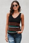 Multicolor Stripes White Knit Tank Top