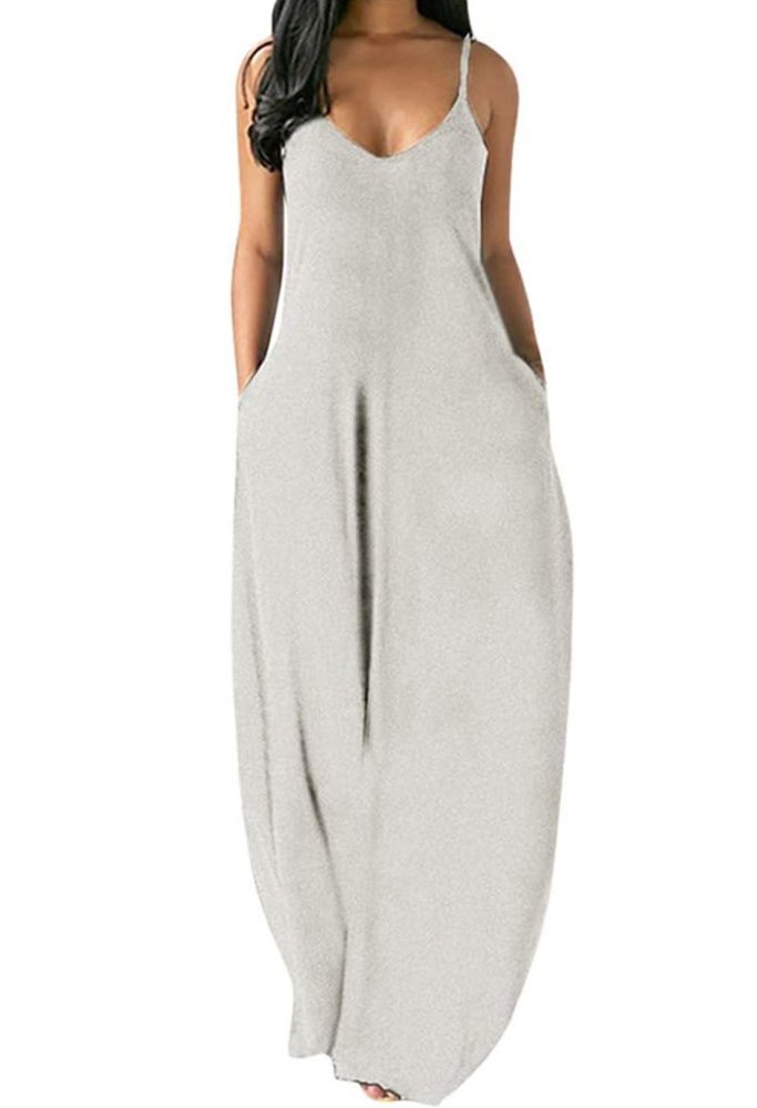 Plain Color Spaghetti Straps Oversized Maxi Dress