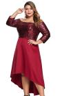 Off Shoulder Sequin Bodice Hi-lo Plus Size Dress