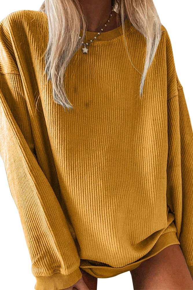 Solid Oversized Crew Neck Sweatshirt For Women