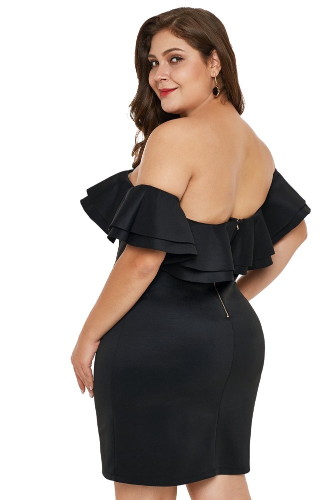Layered Ruffle Off Shoulder Plus Size Dress