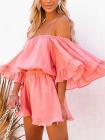 Sexy Off Shoulder Ruffle Sleeve Chiffon Romper