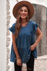 Short Sleeve Keyhole Ruffled Babydoll Top