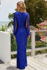Sequin Fringe Sleeve Party Maxi Evening Dress