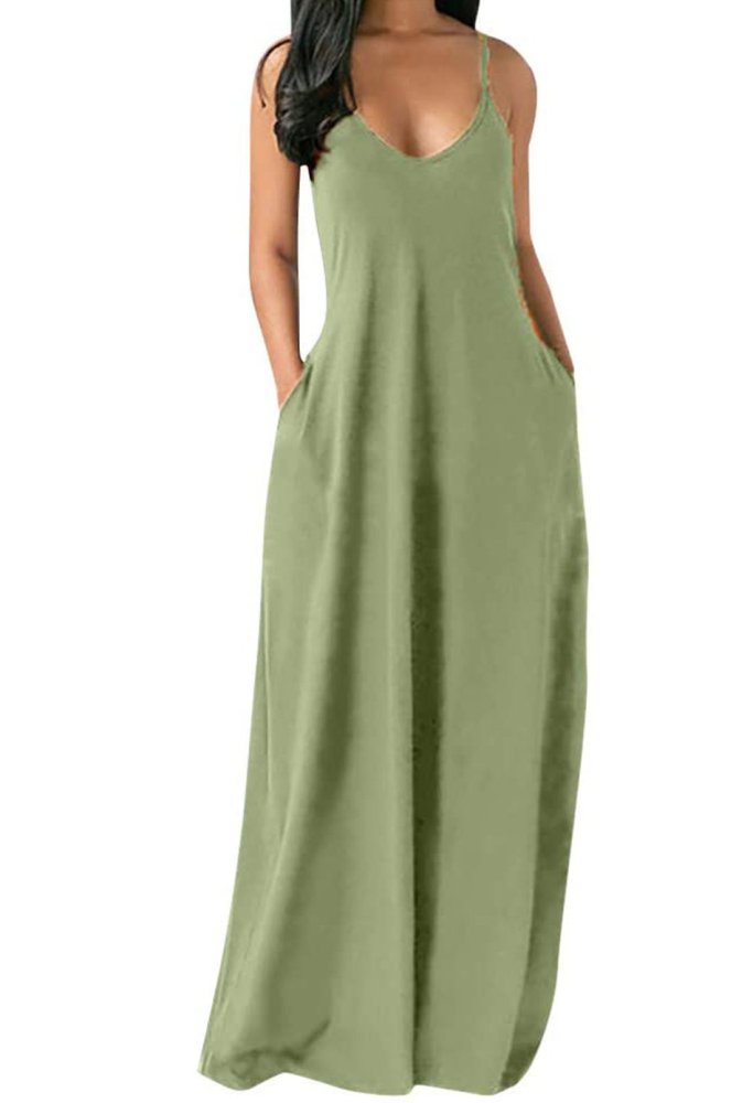 Plain Color Spaghetti Straps Oversized Maxi Dress