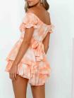 Women's Off Shoulder Short Sleeves Layered Ruffle Rompers