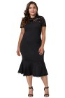 Lace Panel Peplum Hem Plus Size Sheath Dress