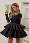Sequin Embroidered Multilayer Skater Dress