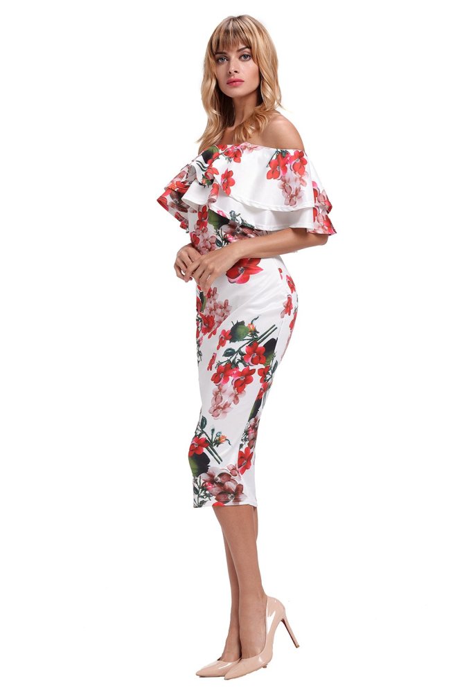 Layered Ruffle Off Shoulder Curvaceous Dress