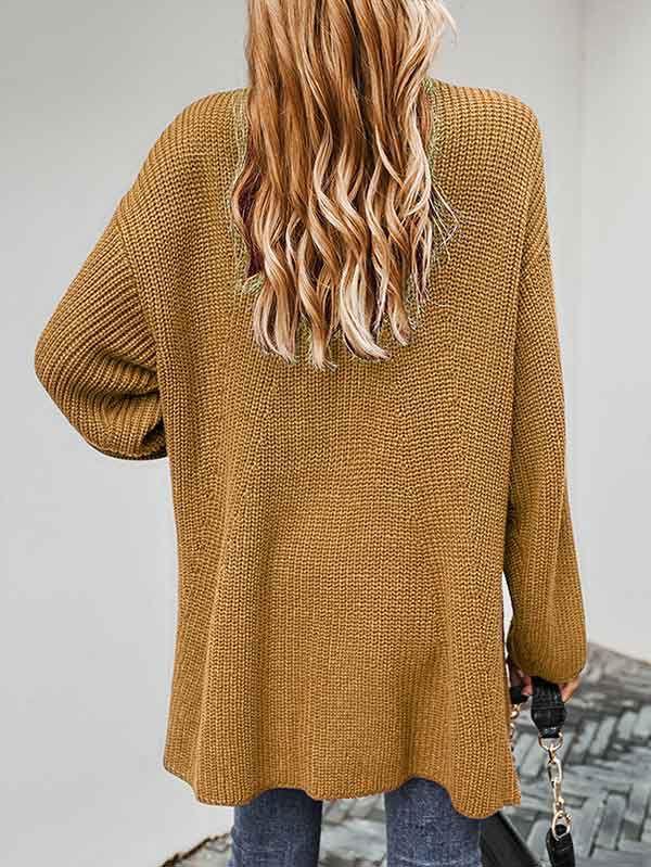 Open Front Oversized Chunky Knit Cardigan with Pocket