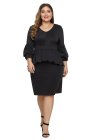 Bell Sleeve Plus Size Peplum Dress