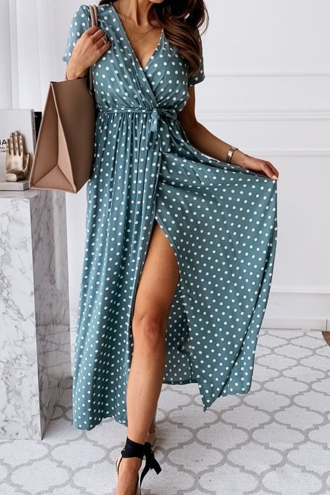Women's Dresses Polka Dot High Split Maxi Dress