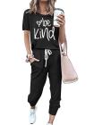 Be Kind Two Piece Outfits Short Sleeve Tracksuit For Women