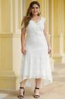 Asymmetric Ruffle Shoulder Design Plus Size Lace Dress