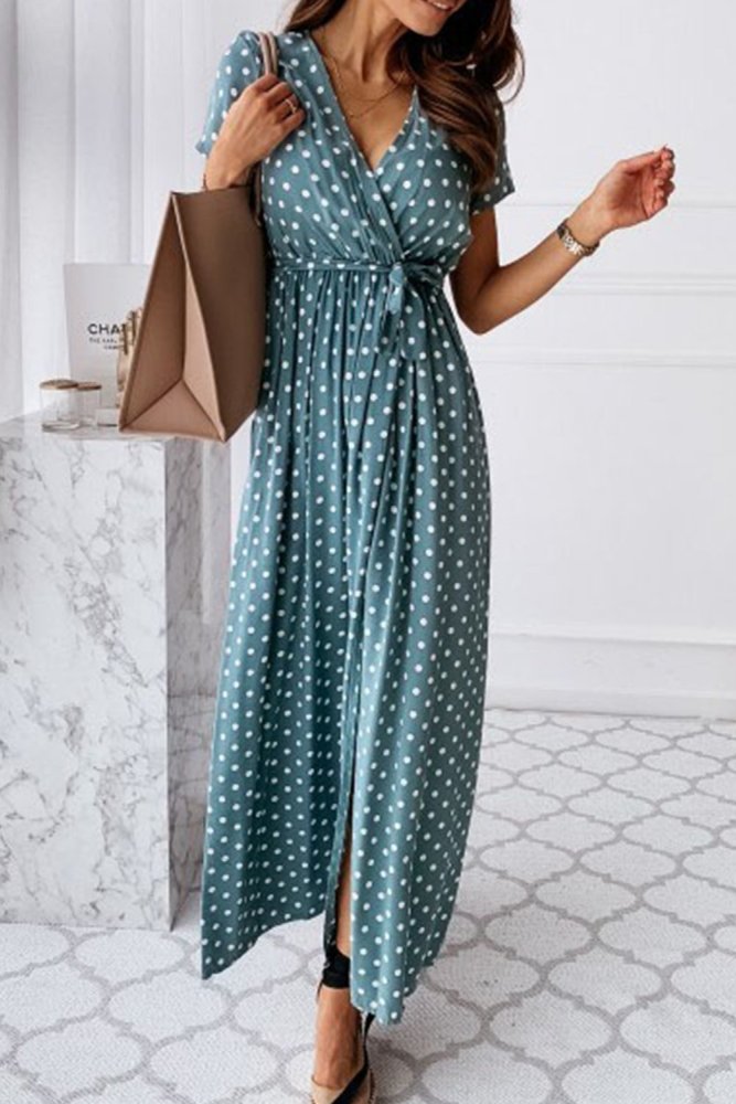 Women's Dresses Polka Dot High Split Maxi Dress