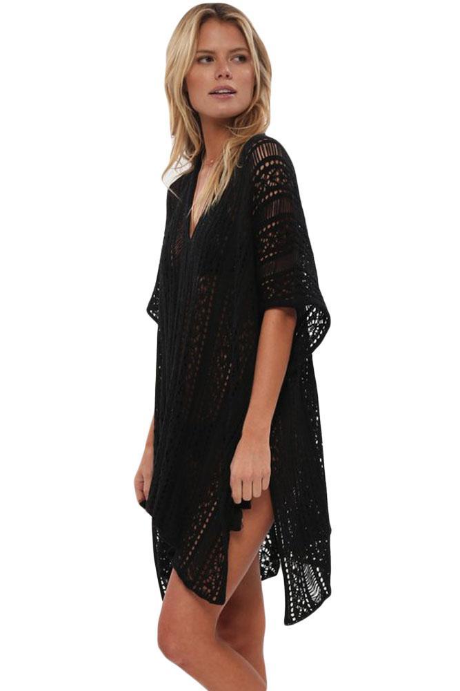 Crochet Knitted Tassel Tie Kimono Beachwear