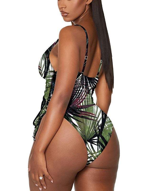 Womens High Cut Ruched One Piece Monokini