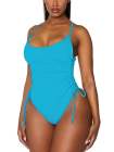 Womens High Cut Ruched One Piece Monokini