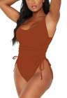 Womens High Cut Ruched One Piece Monokini