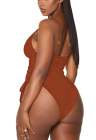 Womens High Cut Ruched One Piece Monokini