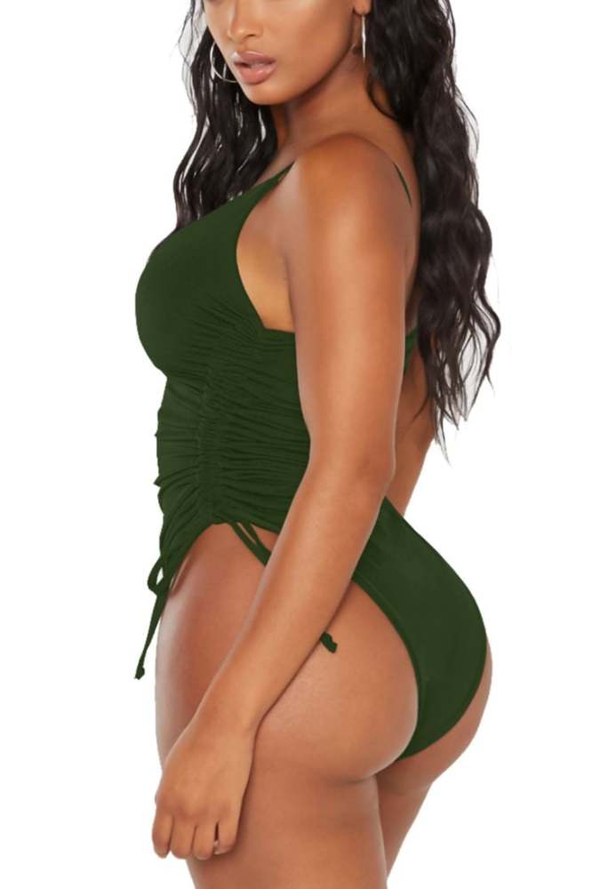Womens High Cut Ruched One Piece Monokini