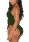 Womens High Cut Ruched One Piece Monokini