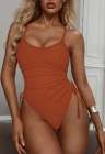 Womens High Cut Ruched One Piece Monokini