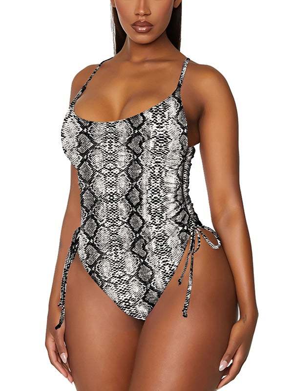 Womens High Cut Ruched One Piece Monokini