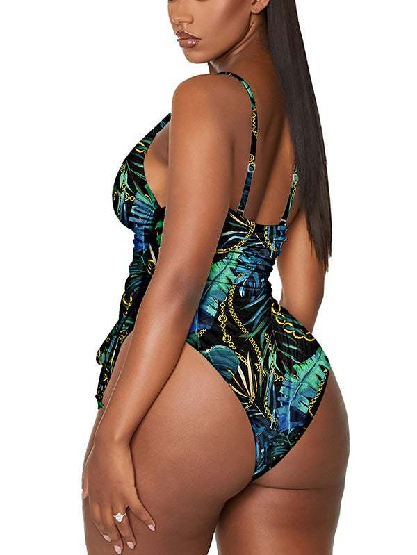 Womens High Cut Ruched One Piece Monokini