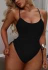Womens High Cut Ruched One Piece Monokini