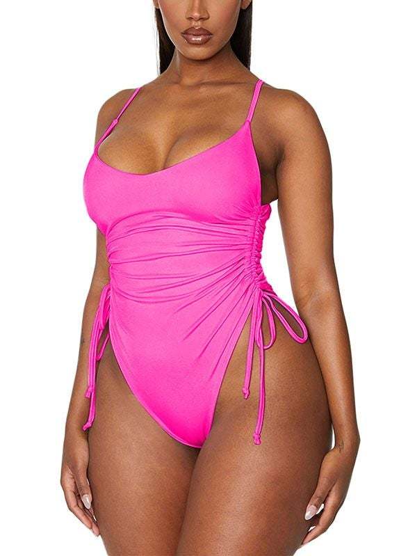 Womens High Cut Ruched One Piece Monokini