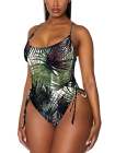 Womens High Cut Ruched One Piece Monokini