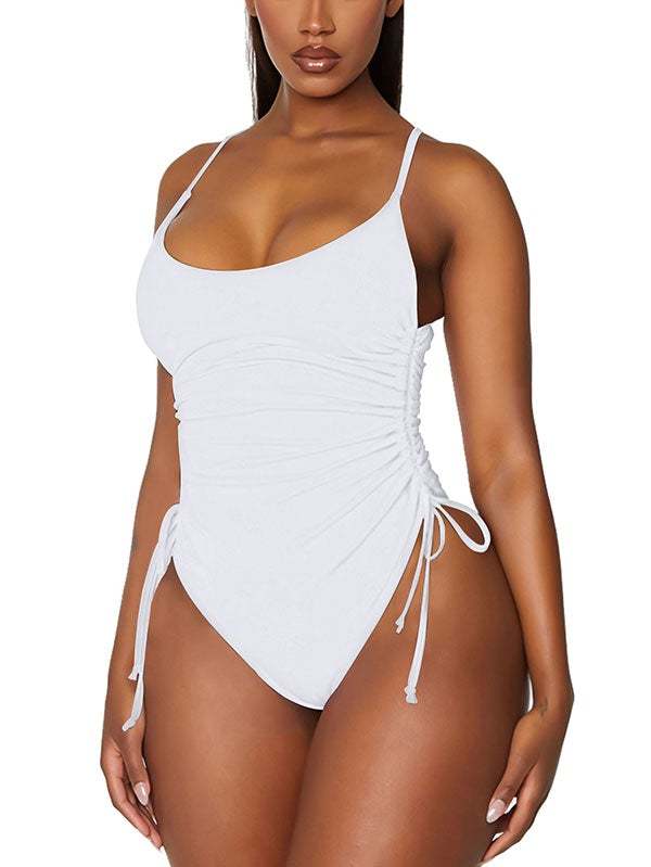 Womens High Cut Ruched One Piece Monokini