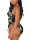 Womens High Cut Ruched One Piece Monokini
