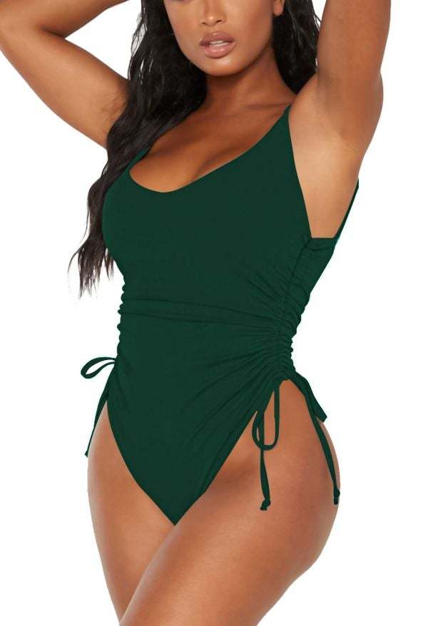 Womens High Cut Ruched One Piece Monokini