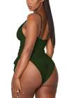 Womens High Cut Ruched One Piece Monokini