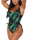 Womens High Cut Ruched One Piece Monokini