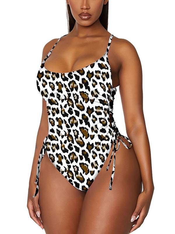Womens High Cut Ruched One Piece Monokini