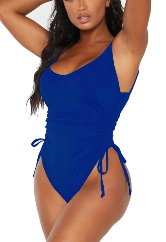 Womens High Cut Ruched One Piece Monokini