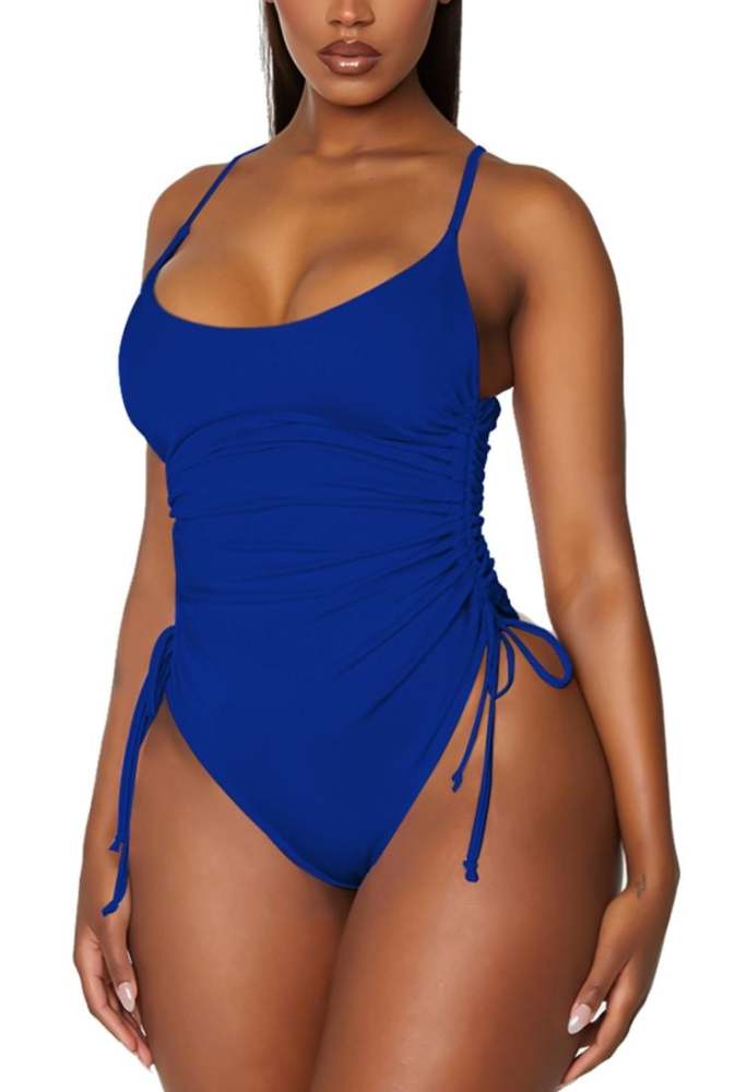 Womens High Cut Ruched One Piece Monokini